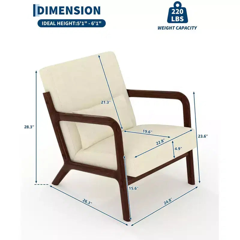 Fauteuil d'appoint Mid-Century Modern avec coussin lombaire