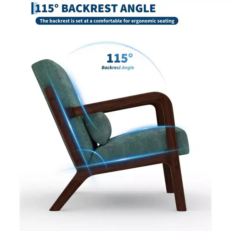 Fauteuil d'appoint Mid-Century Modern avec coussin lombaire