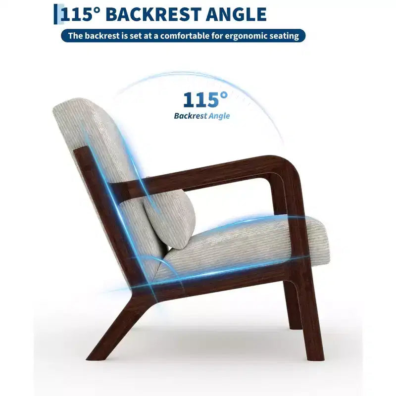 Fauteuil d'appoint Mid-Century Modern avec coussin lombaire
