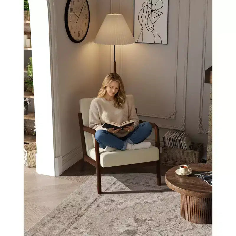 Fauteuil d'appoint Mid-Century Modern avec coussin lombaire