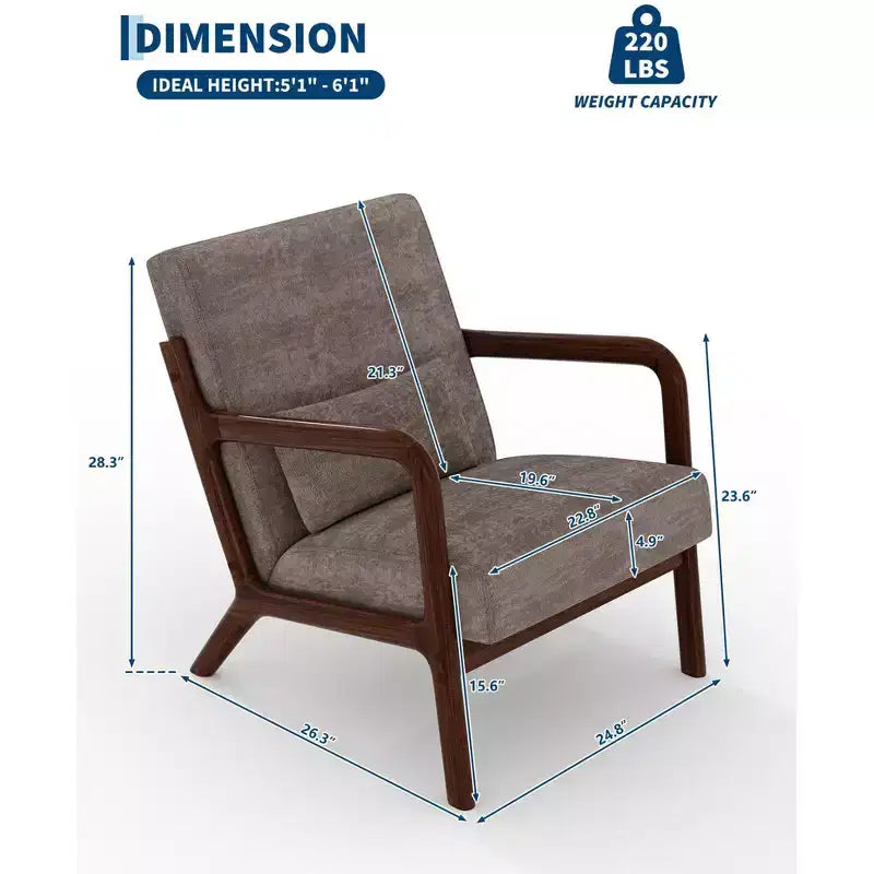 Fauteuil d'appoint Mid-Century Modern avec coussin lombaire