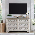 BALHAM TRADE-54 Wide Farmhouse 6 Drawers Wood Rustic Dresser with Natural Texture Vintage Design