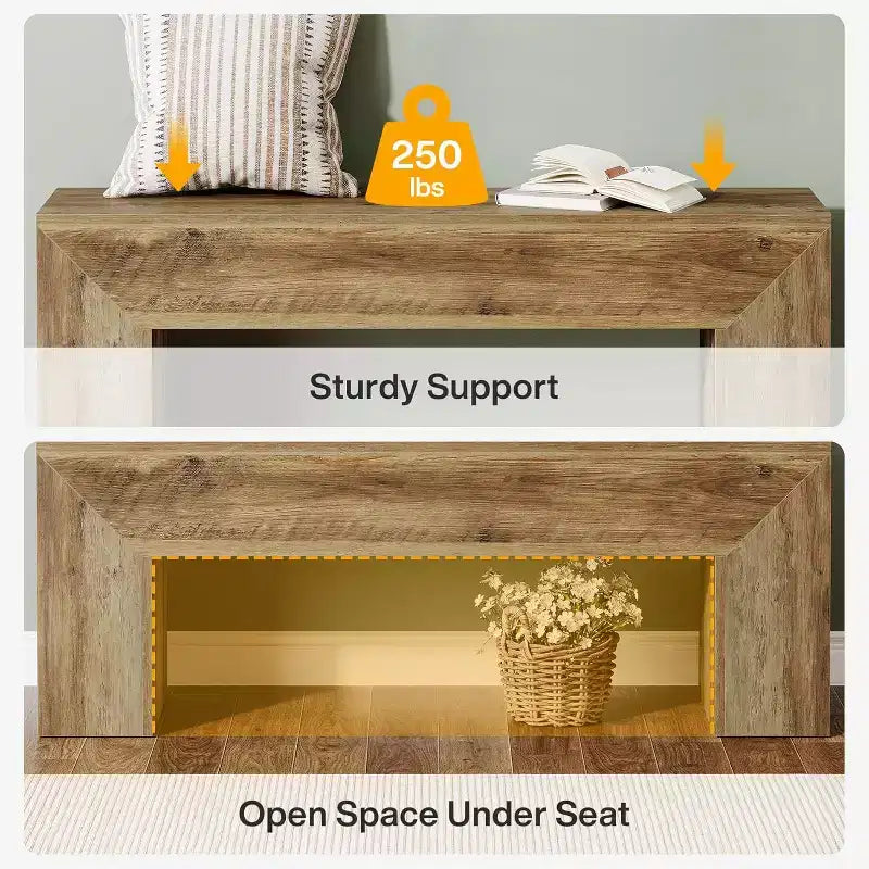 Banc d'entrée en bois, banc d'intérieur style ferme avec rangement