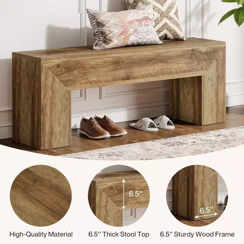 Banc d'entrée en bois, banc d'intérieur style ferme avec rangement