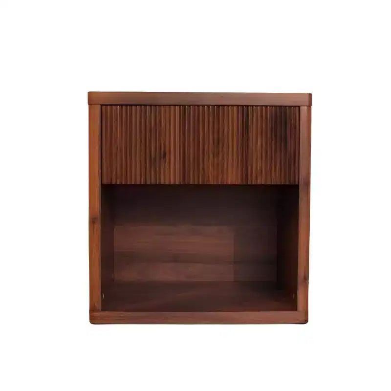 Table de chevet cannelée moderne avec tiroir de rangement, table d'appoint de style Mid-Century, table de nuit