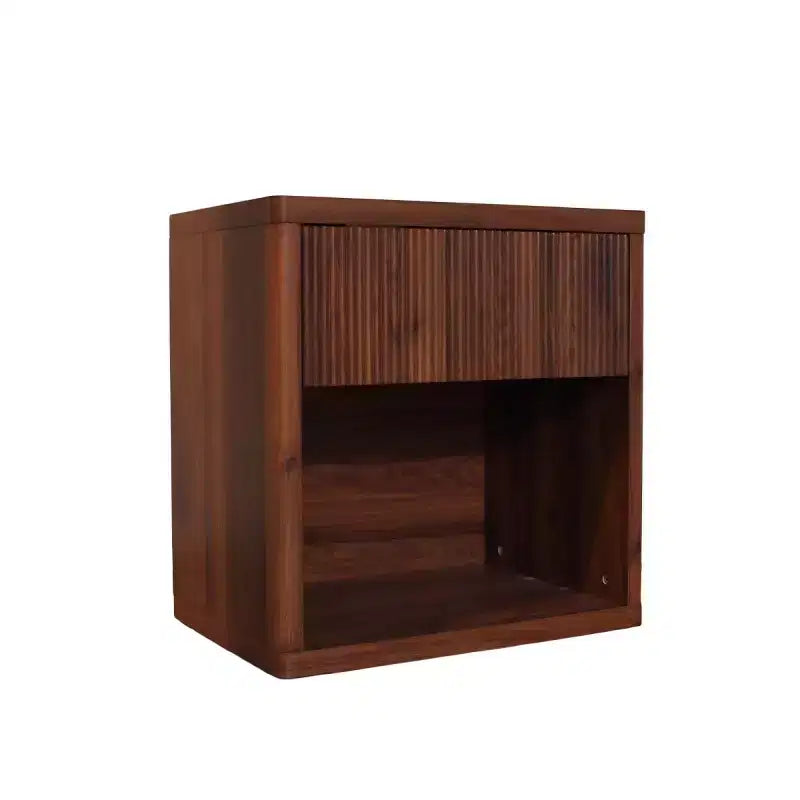 Table de chevet cannelée moderne avec tiroir de rangement, table d'appoint de style Mid-Century, table de nuit