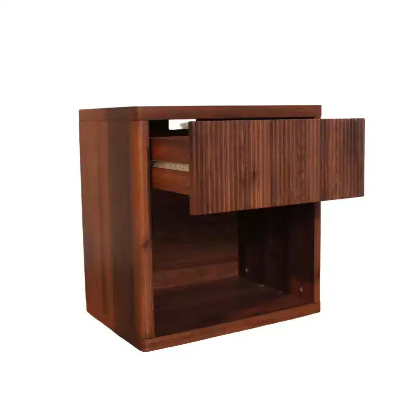 Table de chevet cannelée moderne avec tiroir de rangement, table d'appoint de style Mid-Century, table de nuit