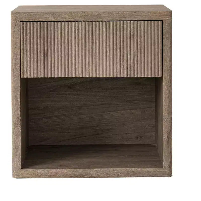 Table de chevet cannelée moderne avec tiroir de rangement, table d'appoint de style Mid-Century, table de nuit
