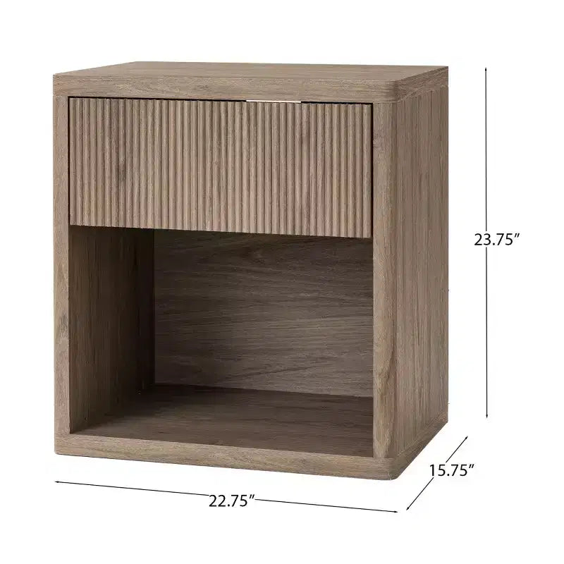 Table de chevet cannelée moderne avec tiroir de rangement, table d'appoint de style Mid-Century, table de nuit