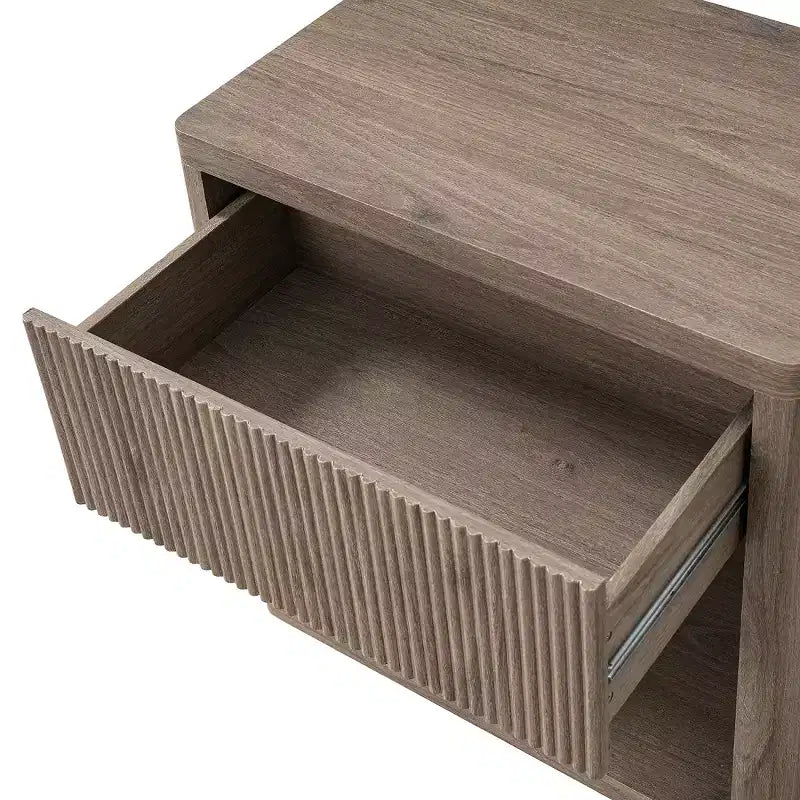 Table de chevet cannelée moderne avec tiroir de rangement, table d'appoint de style Mid-Century, table de nuit